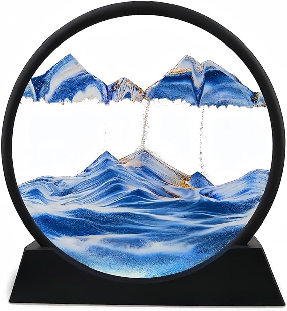 Quick Sand Flowing Painting | Moving Sand Art Picture Glass Liquid Painting 3D | Natural Landscape showpieces for Home Decor | Antique Gifts for Office Desk Table Decorative Items (Any Colour)