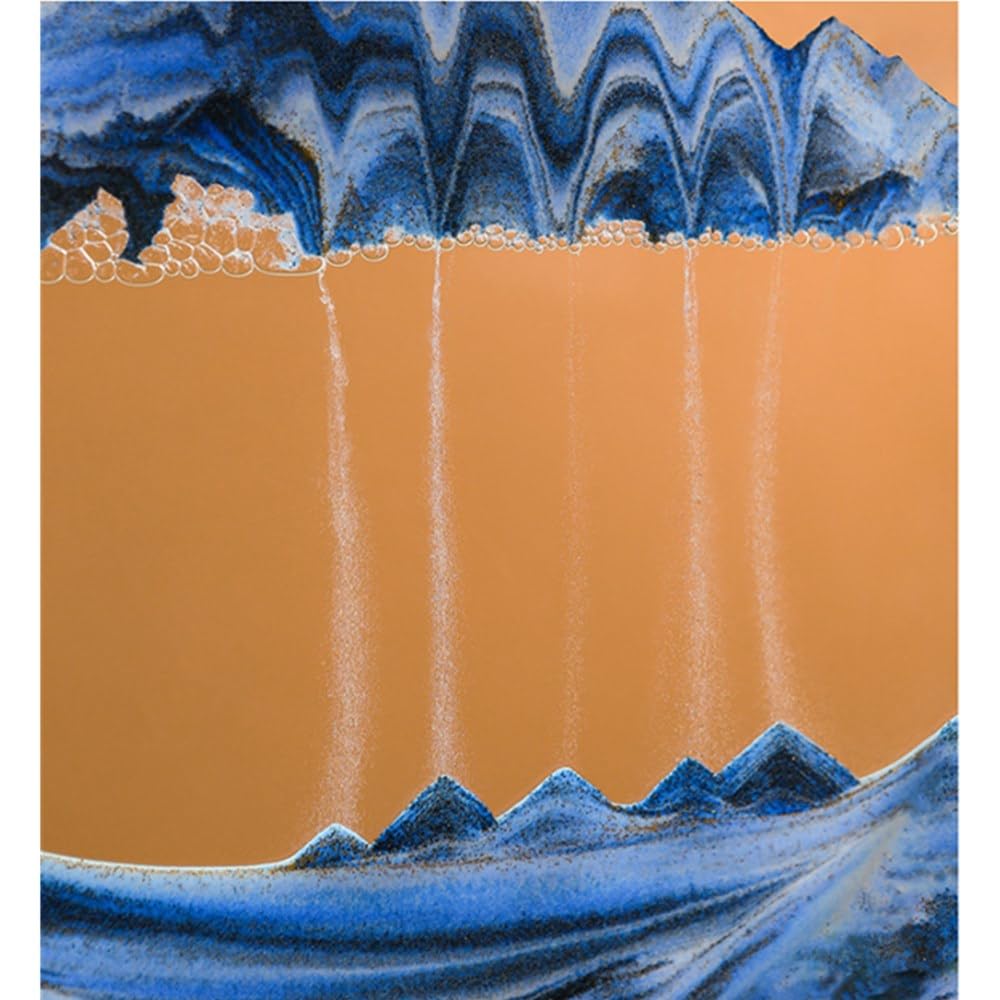 Quick Sand Flowing Painting | Moving Sand Art Picture Glass Liquid Painting 3D | Natural Landscape showpieces for Home Decor | Antique Gifts for Office Desk Table Decorative Items (Any Colour)